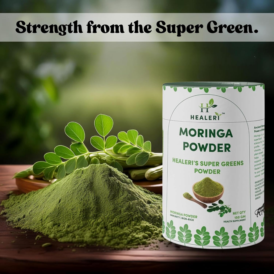 Pure Moringa Powder 150g Natural, Rich in Iron, Calcium & Antioxidants, Herbal Supplement for Immunity, Digestion, Skin & Hair Health, No Preservative - Pack of 1