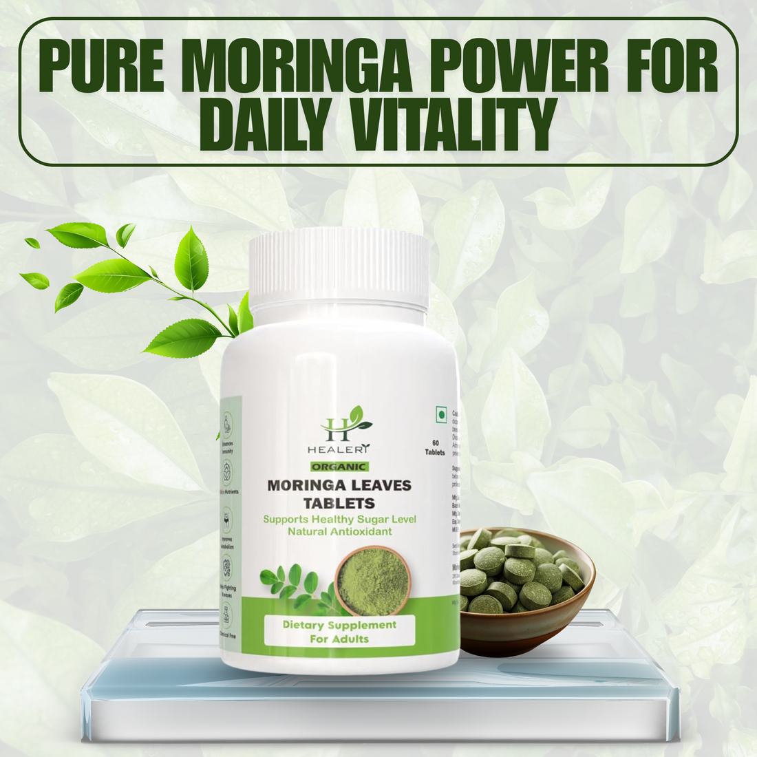 Moringa Leaves Tablets, Natural Support for Energy, Immunity & Overall Wellness, Rich in Vitamins, Minerals & Antioxidants, Enhances Stamina & Vitality